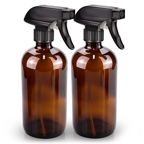 Bontip Glass Spray Bottle  Amber Glass Spray Bottle Set & Accessories Refillable for Plants Window Cleaners Aromatherapy Facial Hydration Watering Flowers Hair Care (2 Pack/16 oz) (Amber) - Image 2